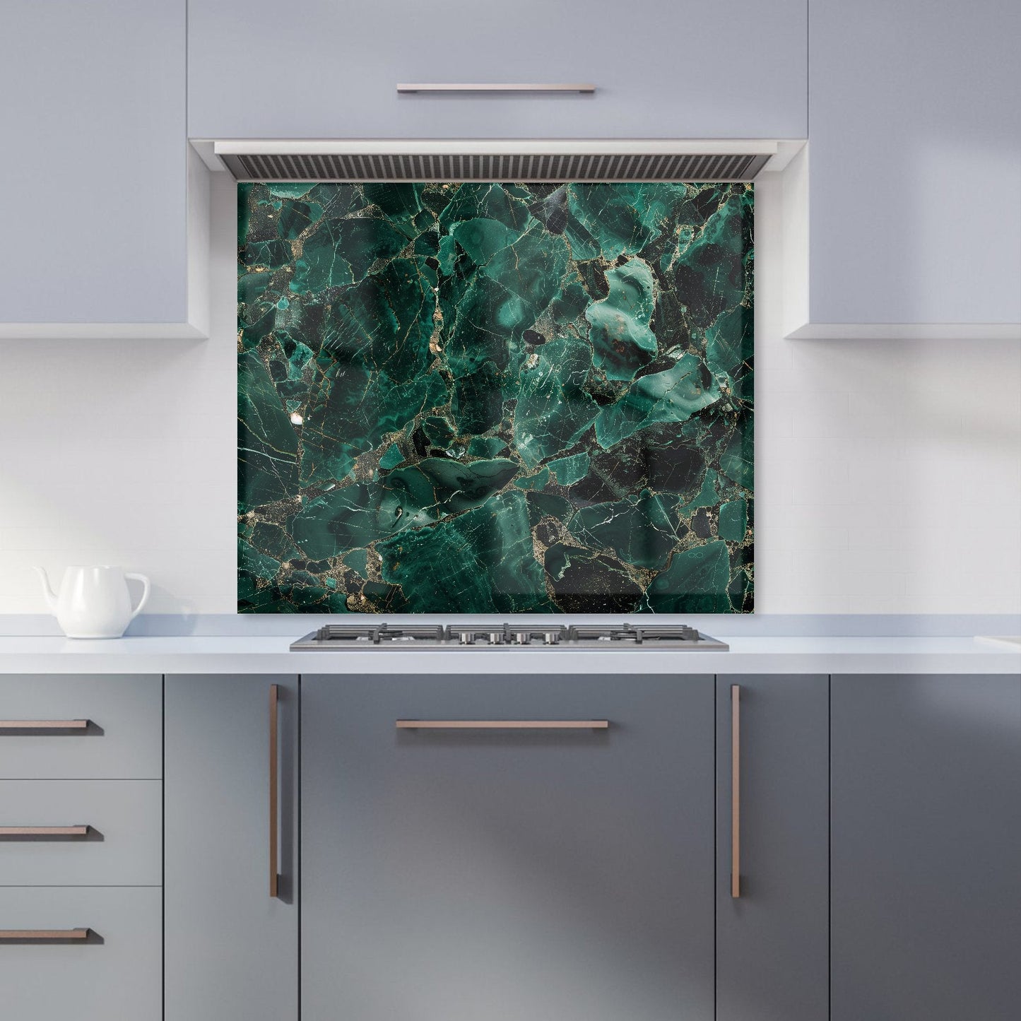 Green Quartz Effect Kitchen Splashback