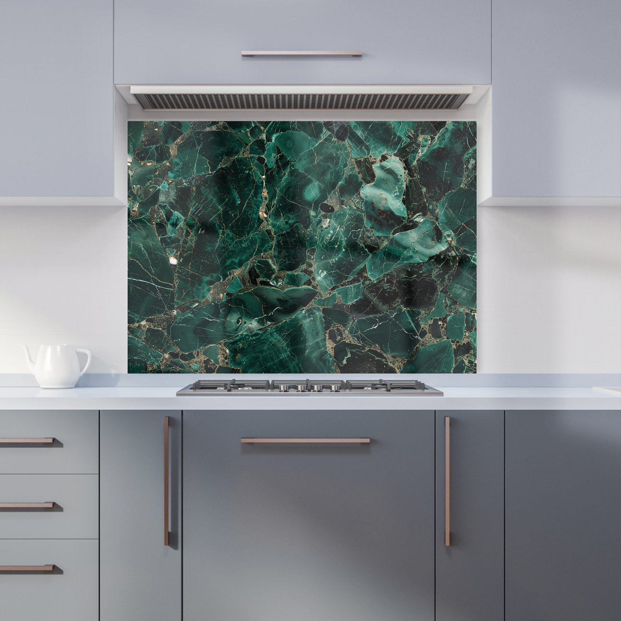 Green Quartz Effect Kitchen Splashback
