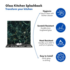 Deepest Green Quartz Effect Kitchen Splashback