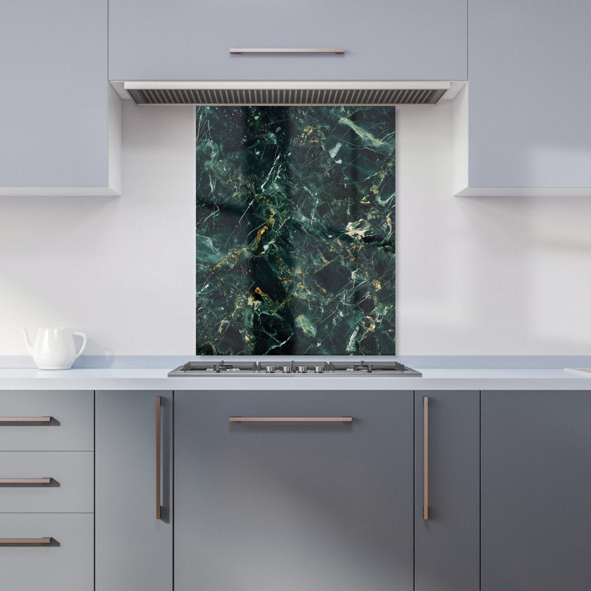 Deepest Green Quartz Effect Kitchen Splashback