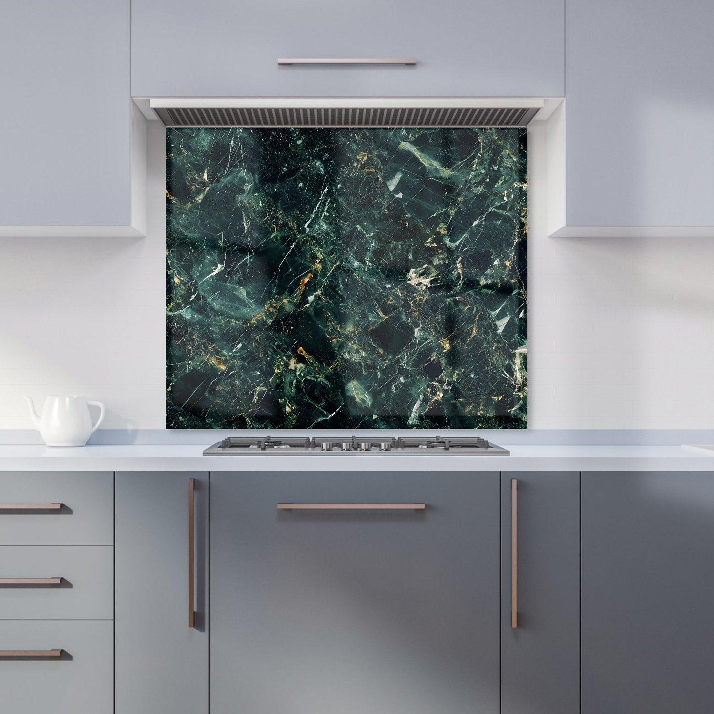 Deepest Green Quartz Effect Kitchen Splashback