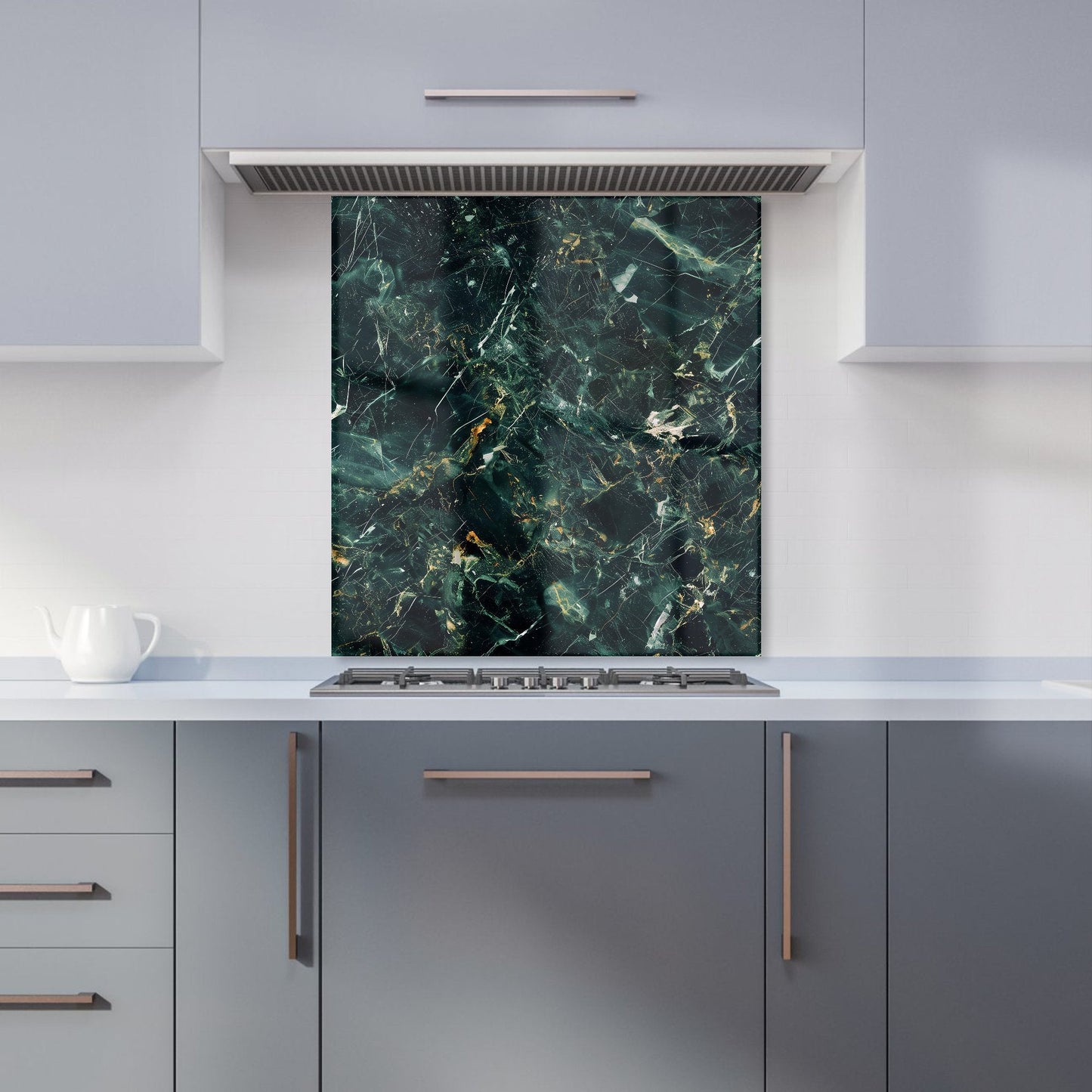 Deepest Green Quartz Effect Kitchen Splashback