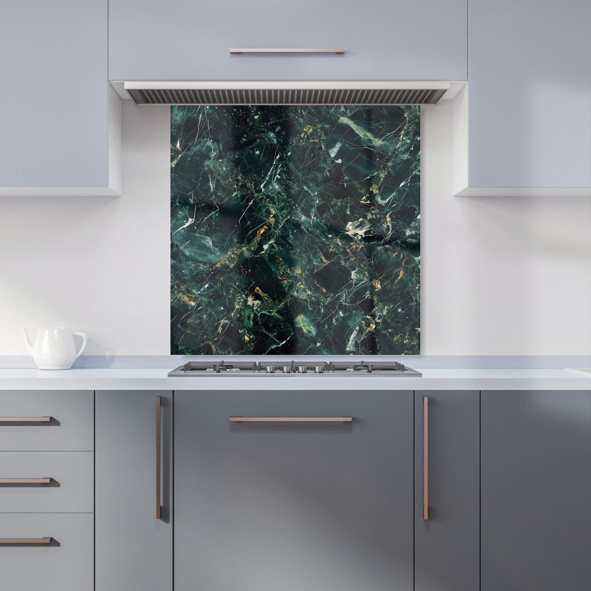 Deepest Green Quartz Effect Kitchen Splashback