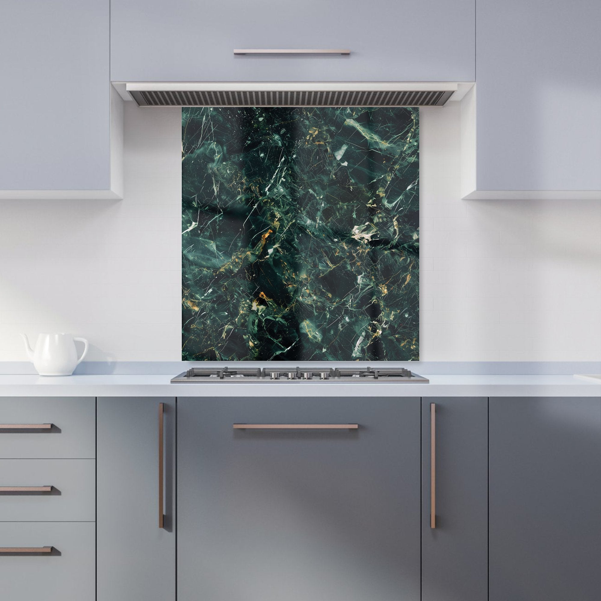 Deepest Green Quartz Effect Kitchen Splashback