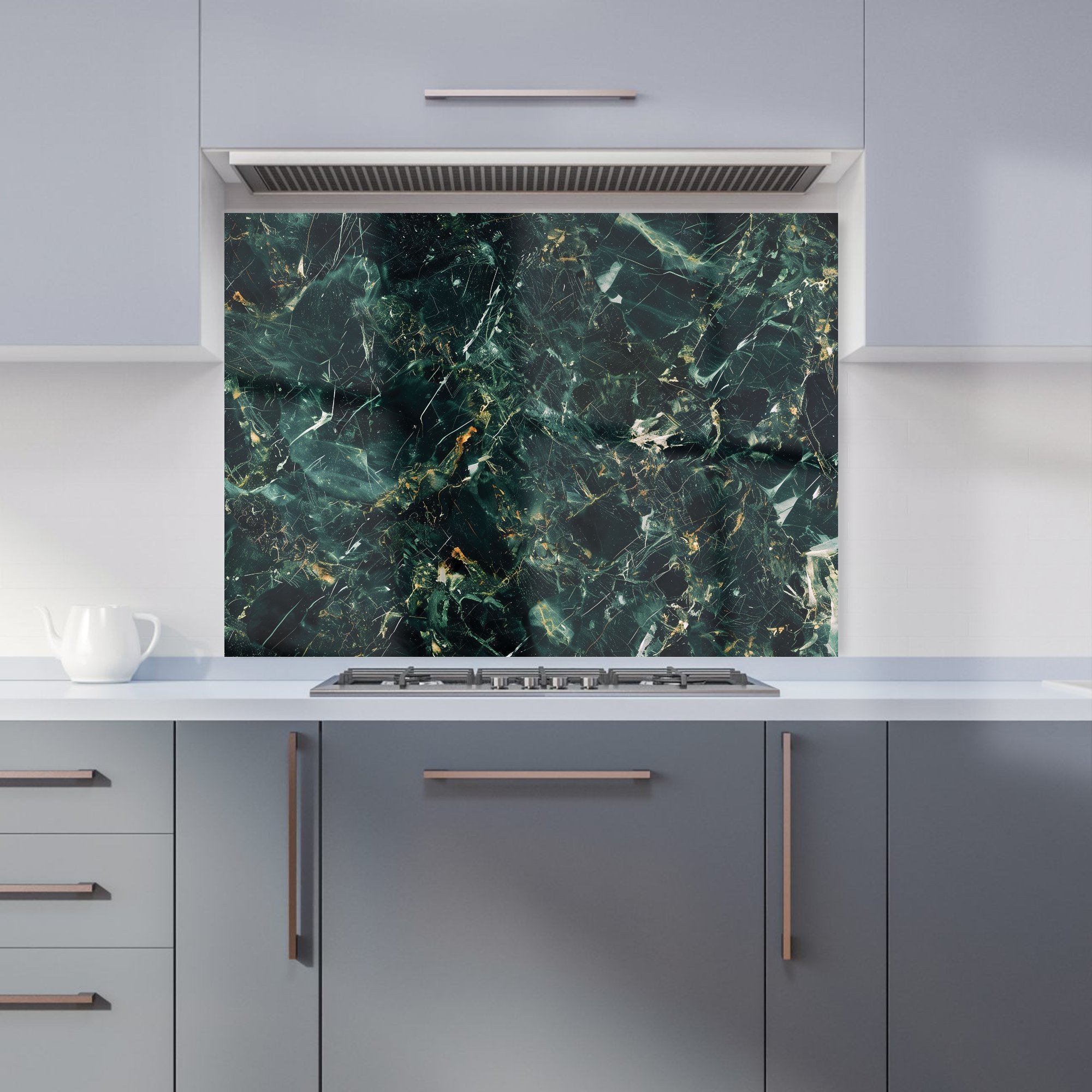 Deepest Green Quartz Effect Kitchen Splashback