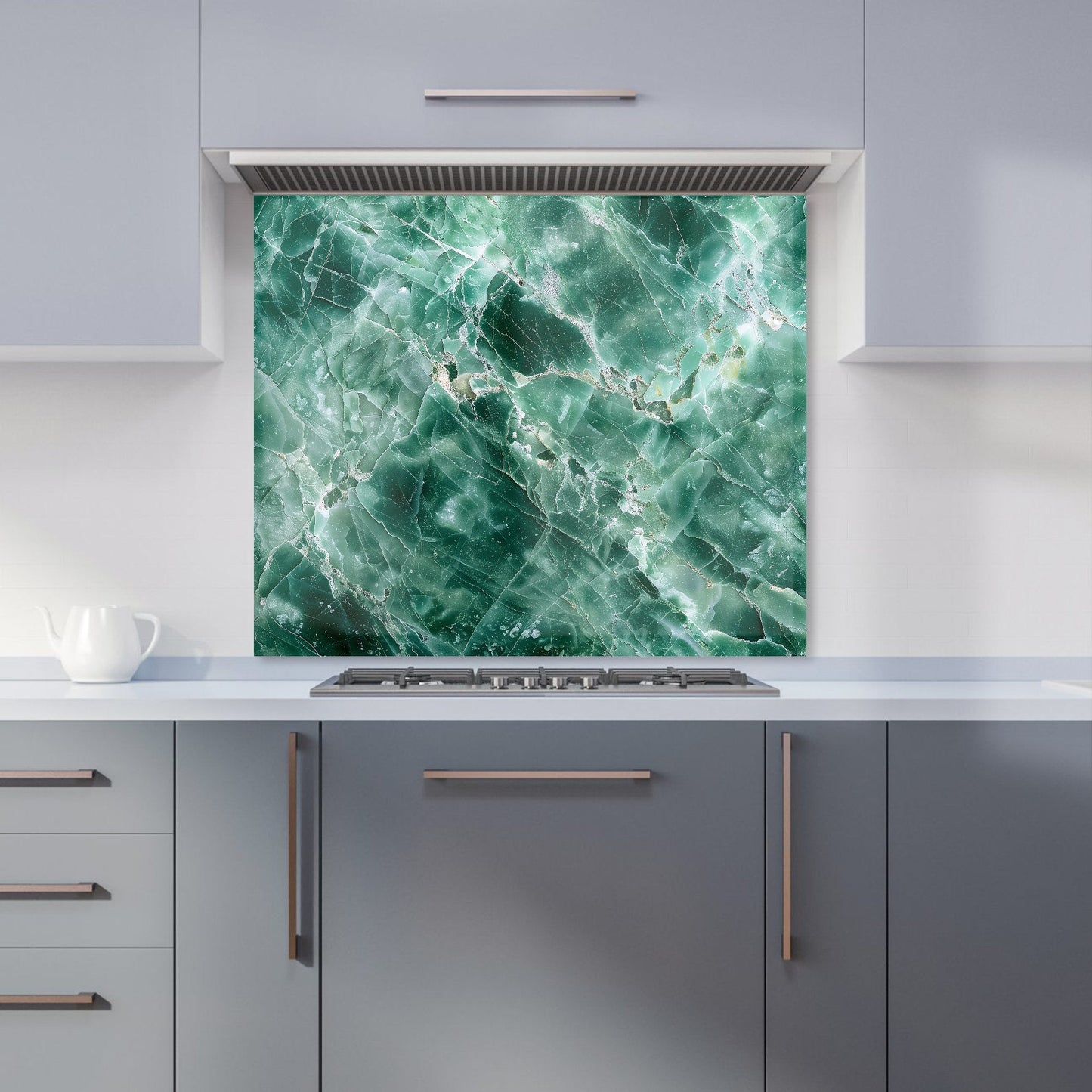 Light Green Quartz Effect Kitchen Splashback