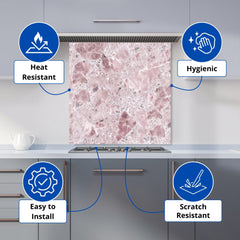 Dusty Pink Quartz Effect Kitchen Splashback