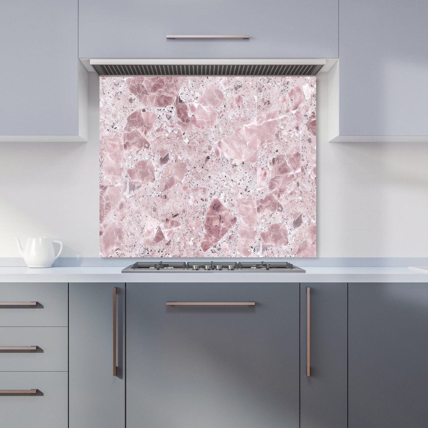 Dusty Pink Quartz Effect Kitchen Splashback