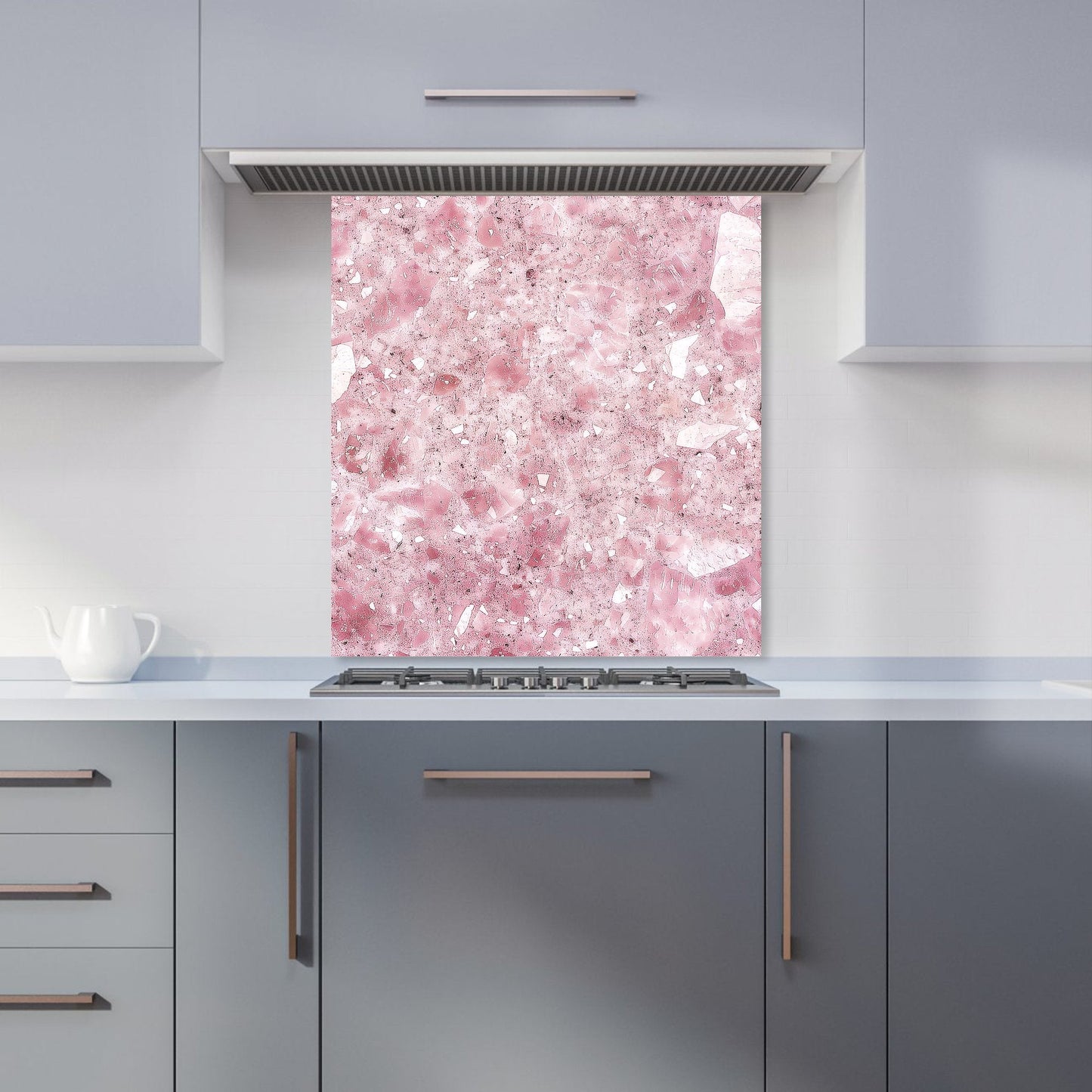 Pink Quartz Effect Kitchen Splashback