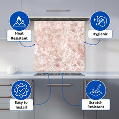 Polished Pale Pink Quartz Effect Kitchen Splashback