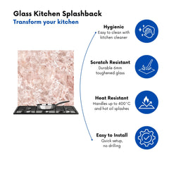 Polished Pale Pink Quartz Effect Kitchen Splashback