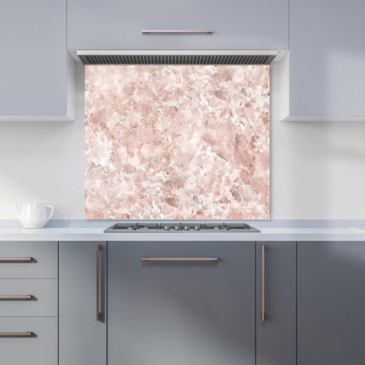 Polished Pale Pink Quartz Effect Kitchen Splashback