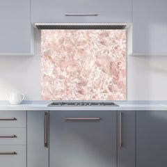 Polished Pale Pink Quartz Effect Kitchen Splashback