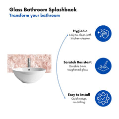 Polished Pale Pink Quartz Effect Glass Bathroom Splashback