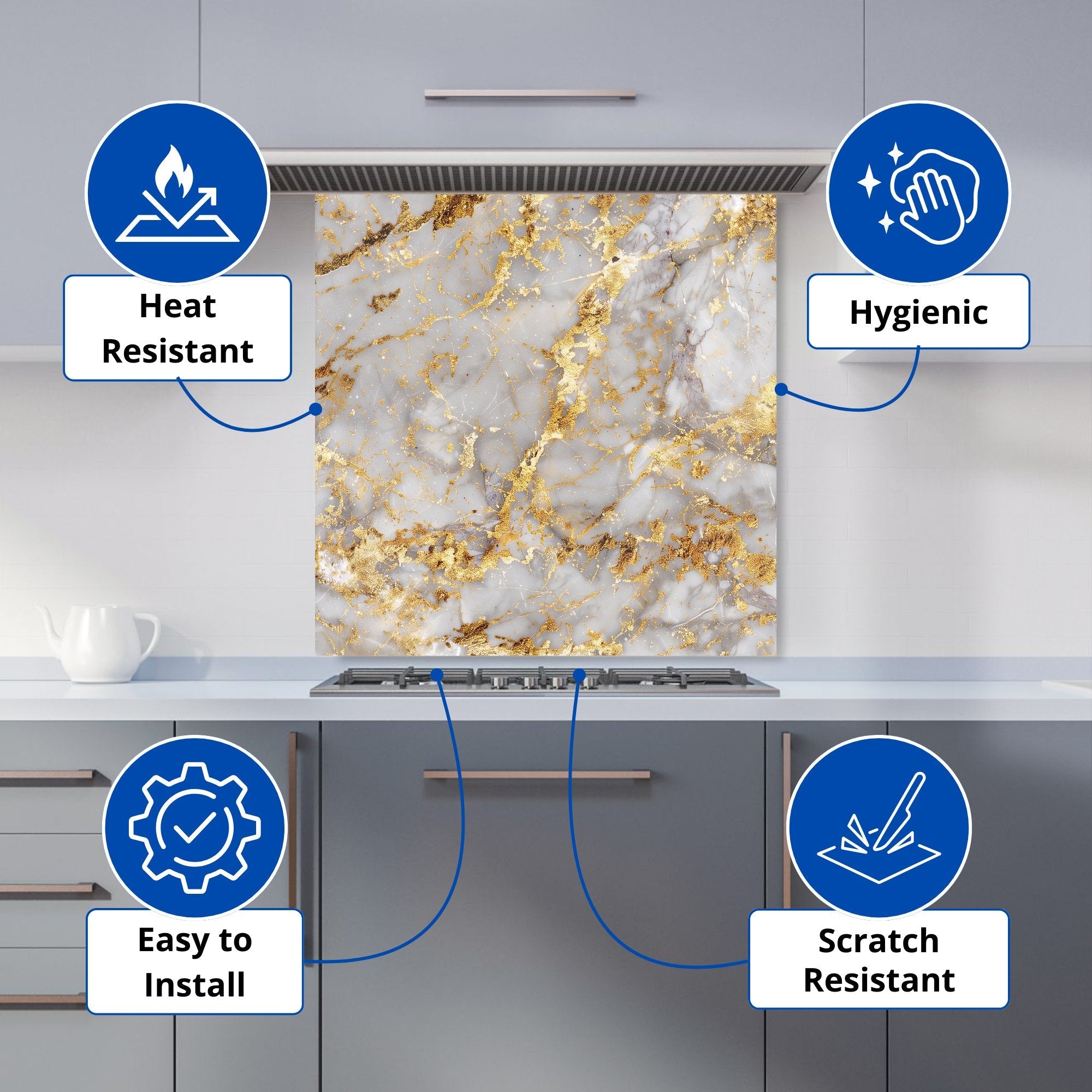 Gold Quartz Effect Kitchen Splashback