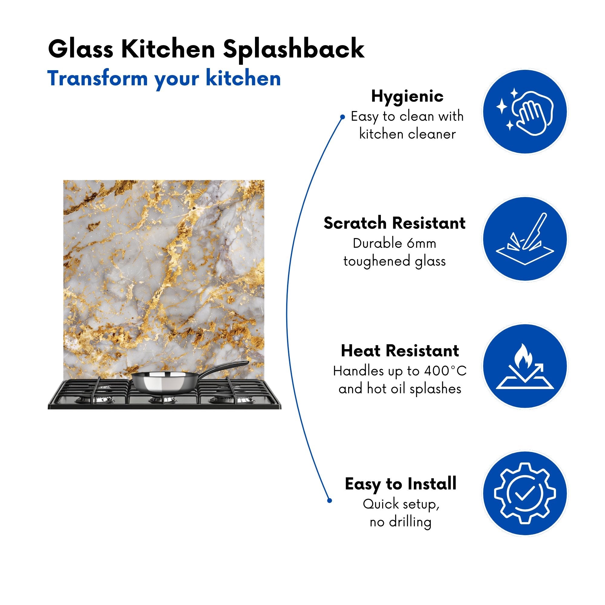 Gold Quartz Effect Kitchen Splashback