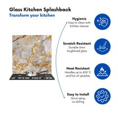 Gold Quartz Effect Kitchen Splashback
