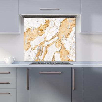 White And Gold Quartz Effect Kitchen Splashback