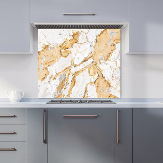 White And Gold Quartz Effect Kitchen Splashback