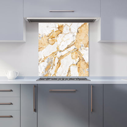 White And Gold Quartz Effect Kitchen Splashback