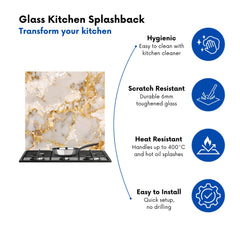 Gold And White Quartz Effect Kitchen Splashback