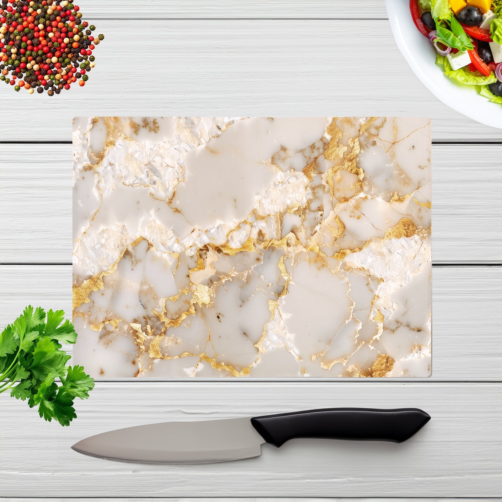 Gold And White Quartz Effect Chopping Board