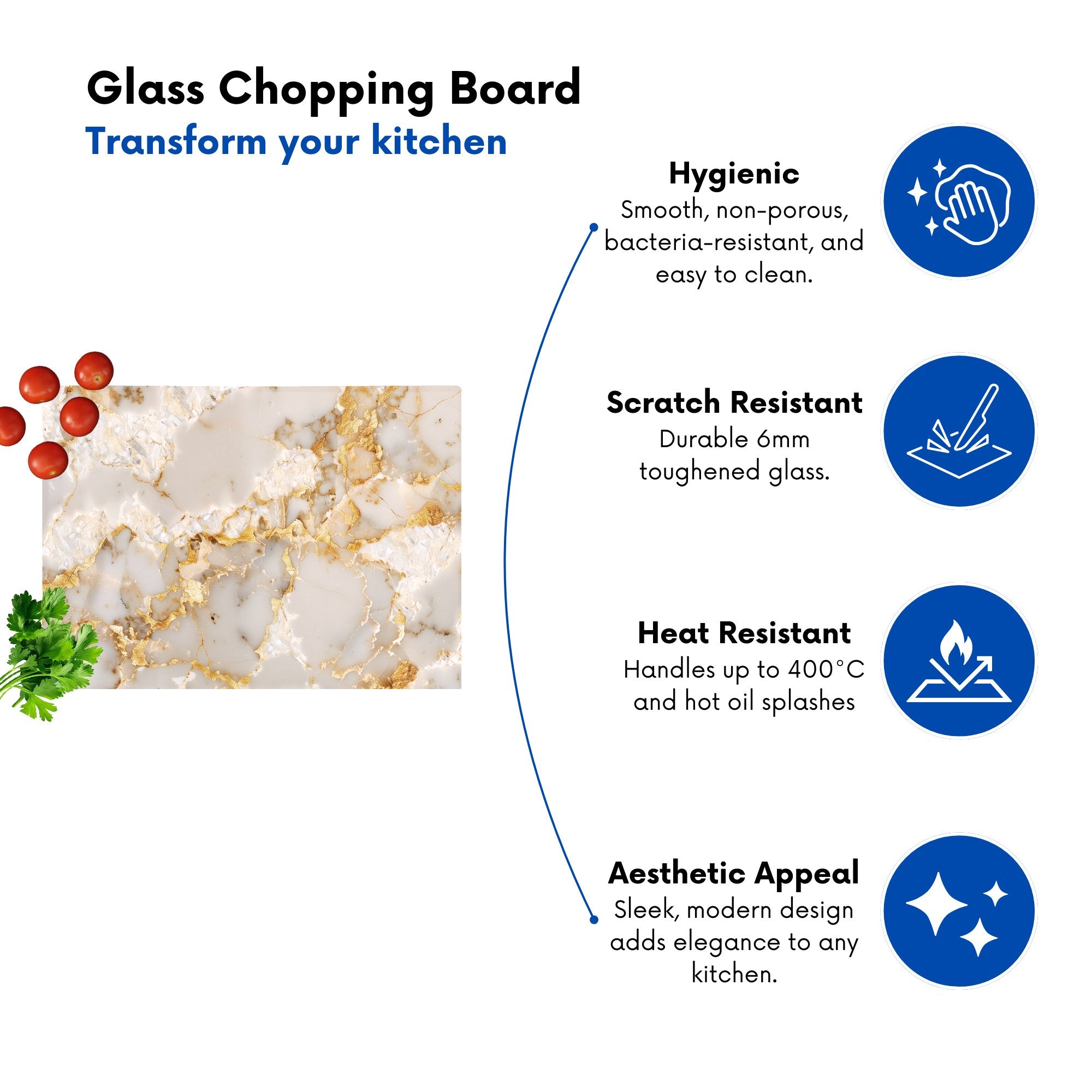 Gold And White Quartz Effect Chopping Board