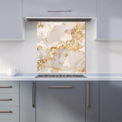 Gold And White Quartz Effect Kitchen Splashback