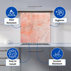 Pink Grunge Effect Kitchen Splashback