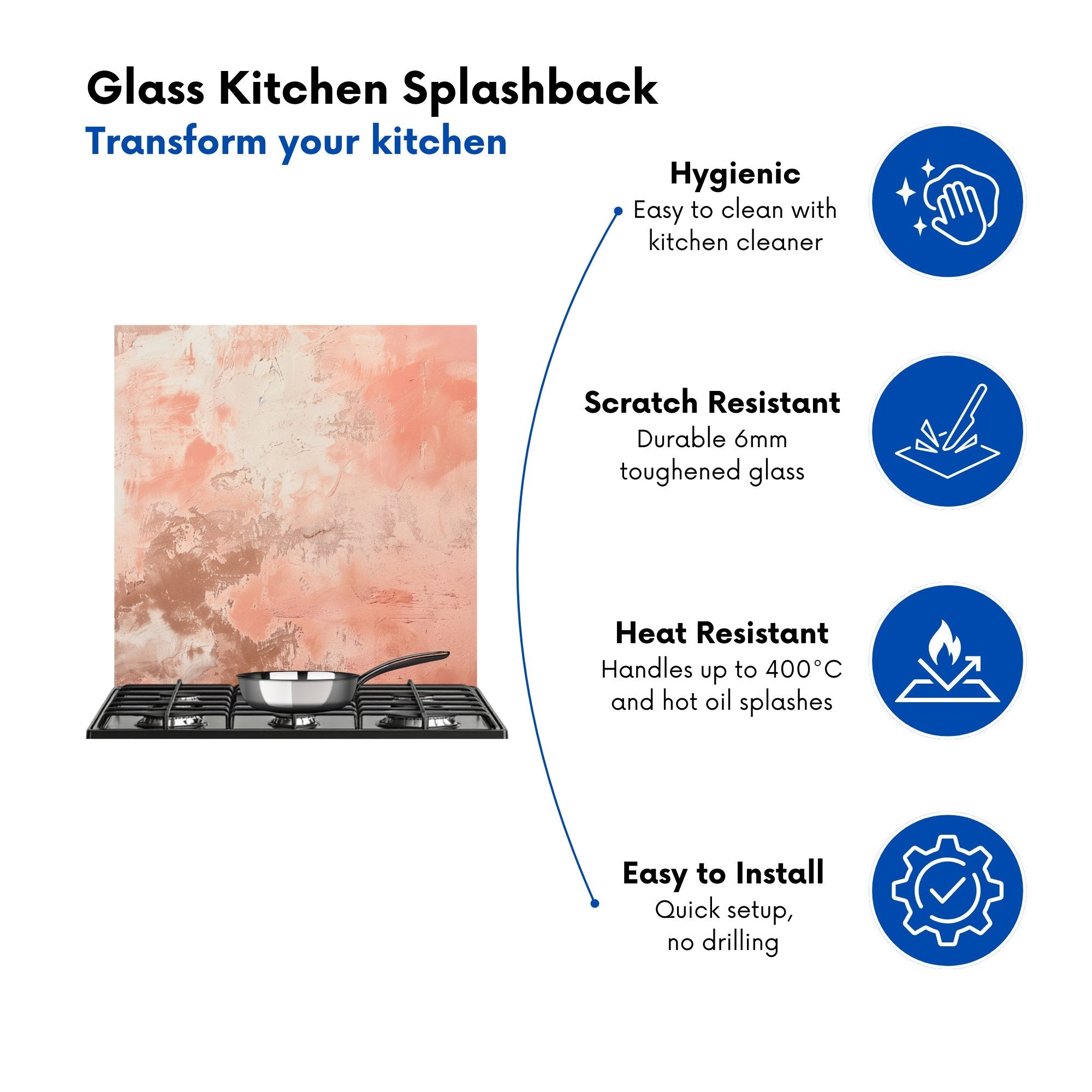 Hapless Pink Grunge Effect Kitchen Splashback