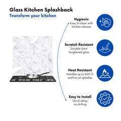 Ice White Quartz Effect Kitchen Splashback