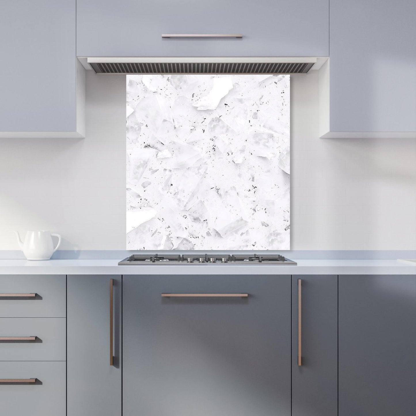 Ice White Quartz Effect Kitchen Splashback