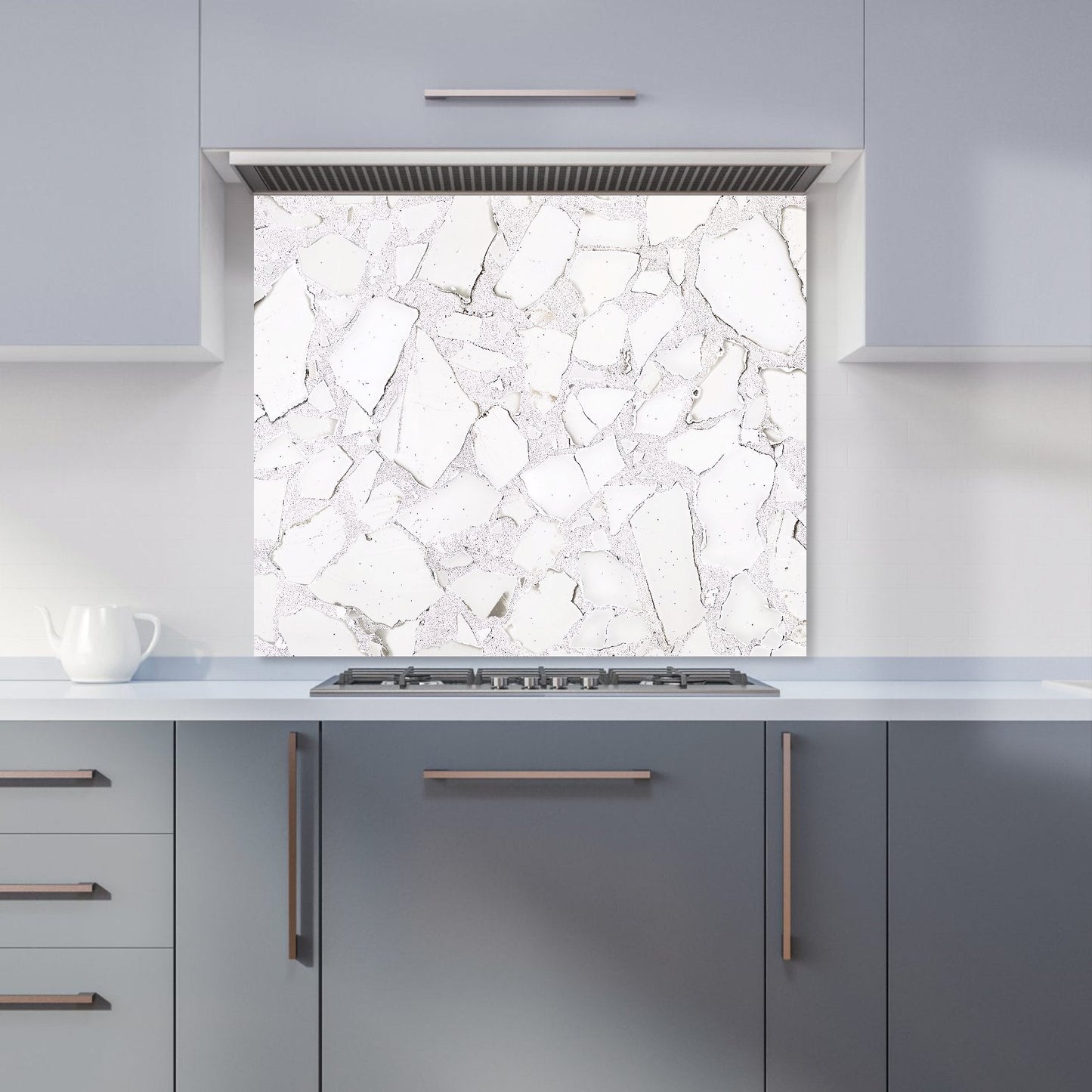 Chunky White Quartz Effect Kitchen Splashback