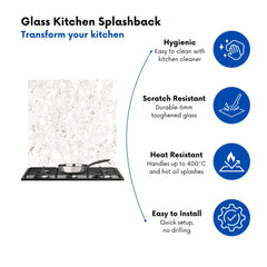 Off White Quartz Effect Kitchen Splashback