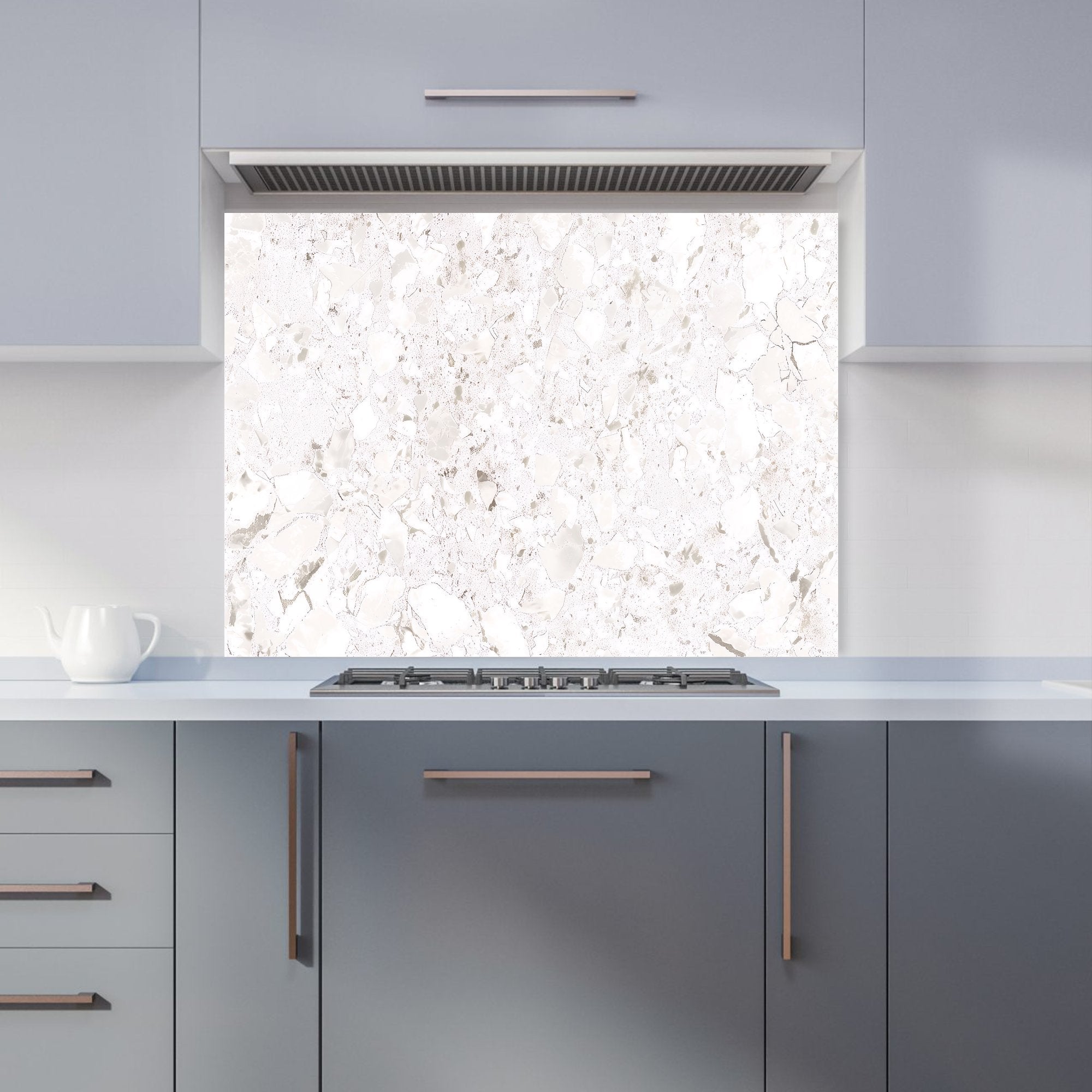 Off White Quartz Effect Kitchen Splashback
