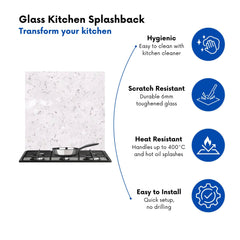 Icy White Quartz Effect Kitchen Splashback