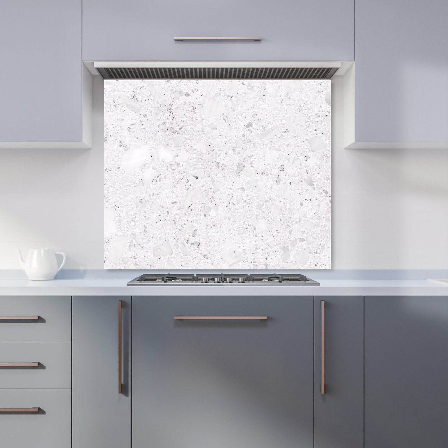 Icy White Quartz Effect Kitchen Splashback