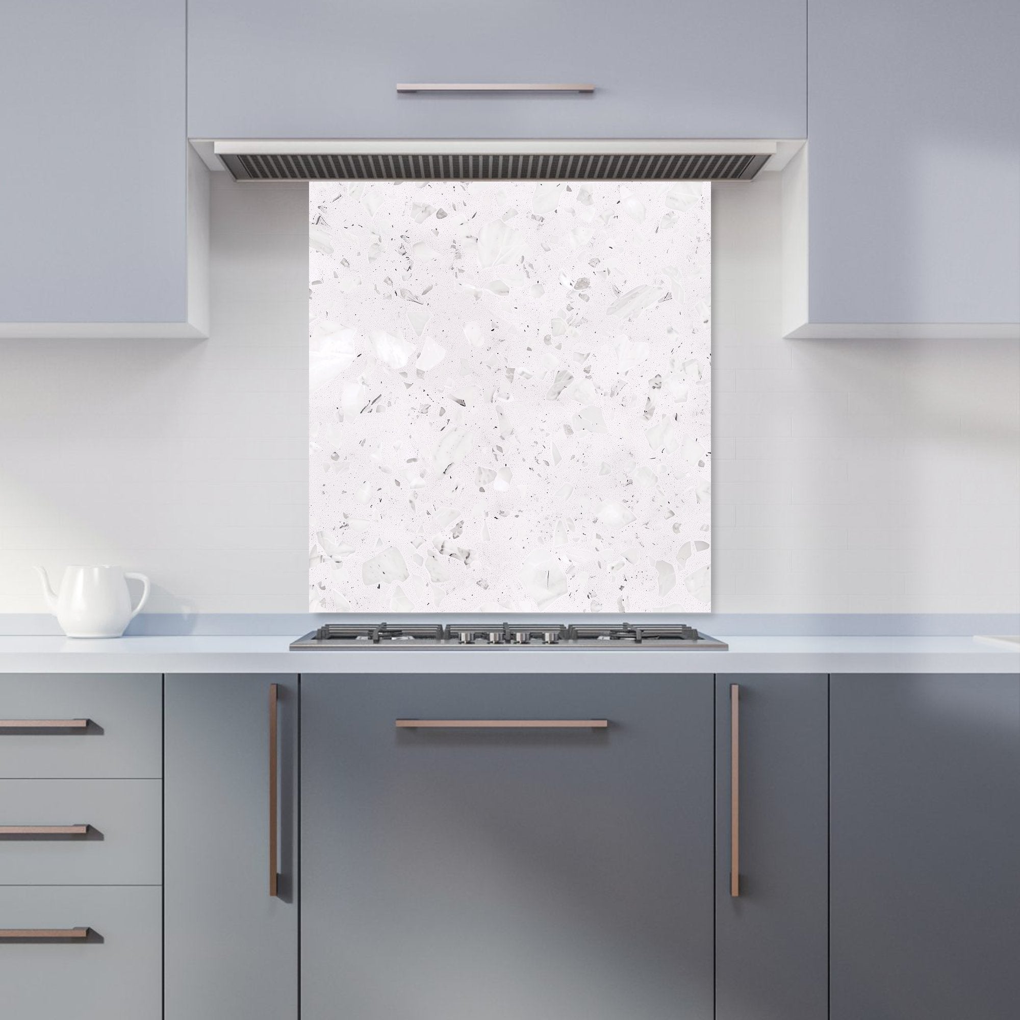 Icy White Quartz Effect Kitchen Splashback