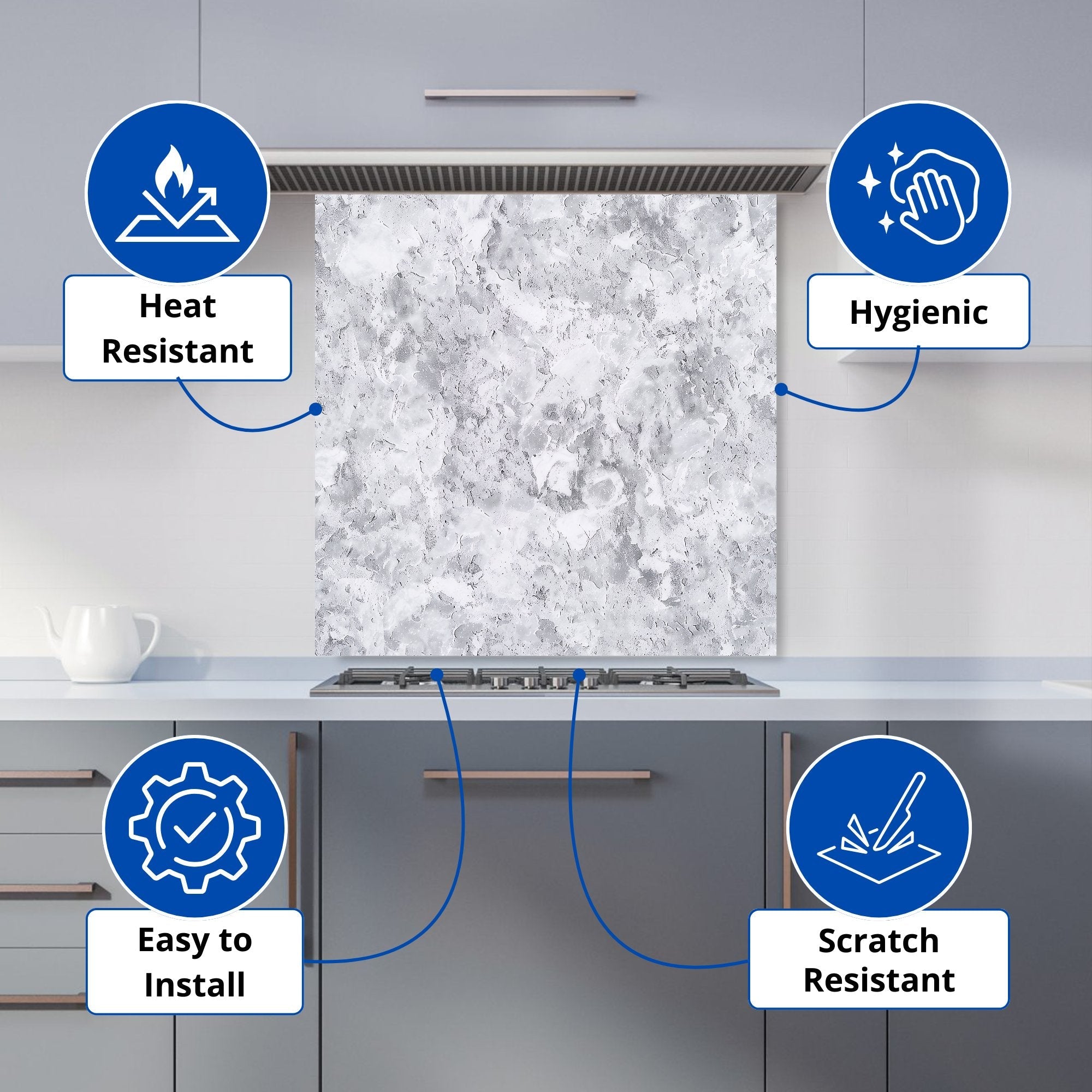 Grey Quartz Effect Kitchen Splashback