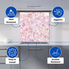 Light Pink Quartz Effect Kitchen Splashback
