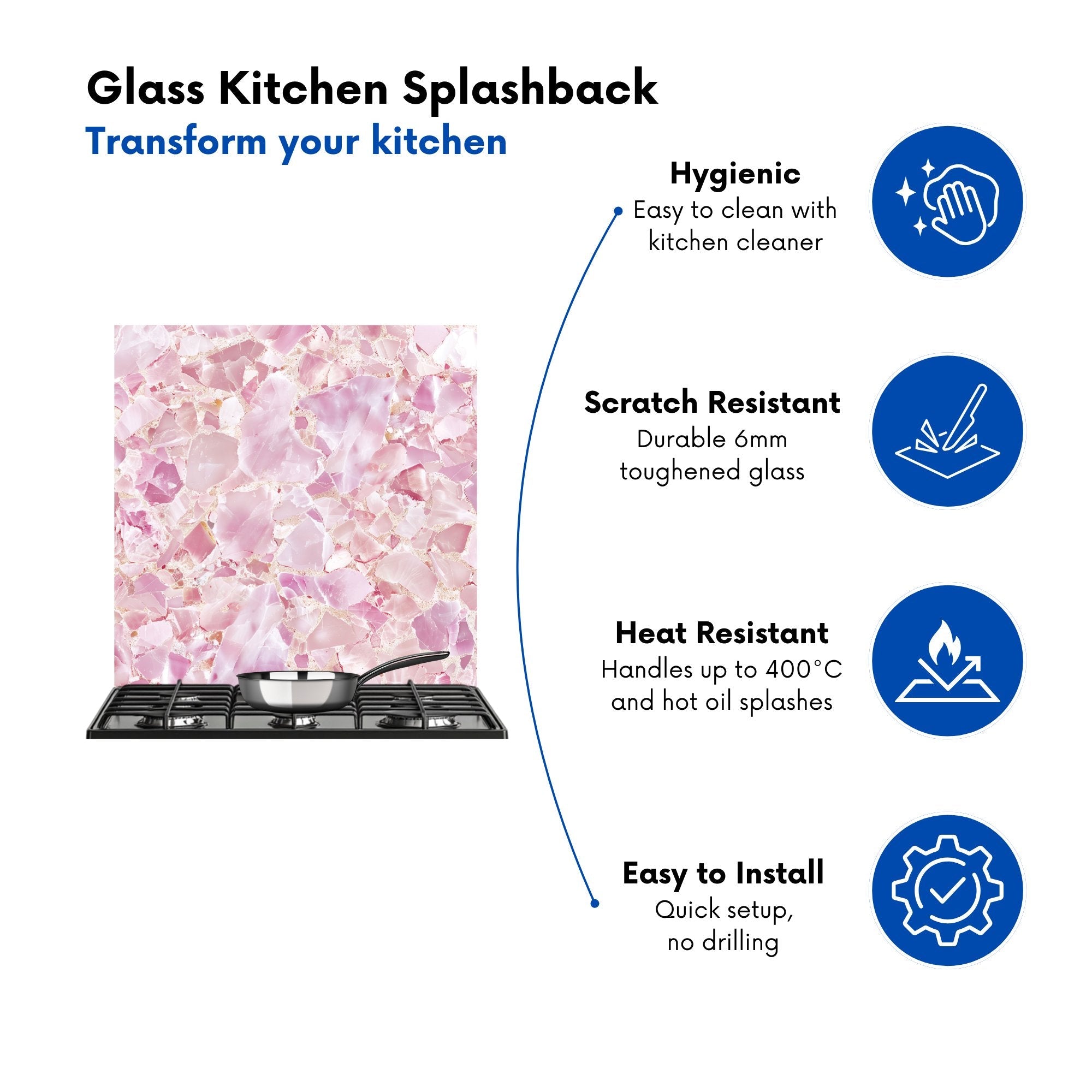 Light Pink Quartz Effect Kitchen Splashback