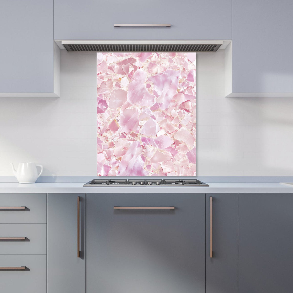 Light Pink Quartz Effect Kitchen Splashback