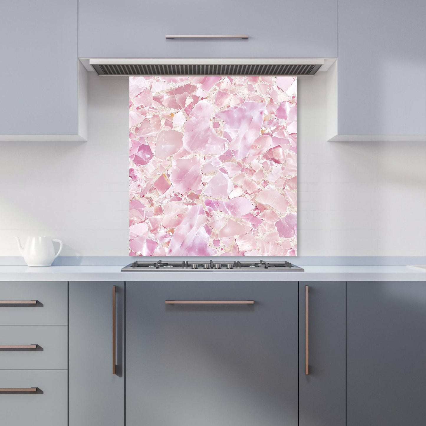 Light Pink Quartz Effect Kitchen Splashback