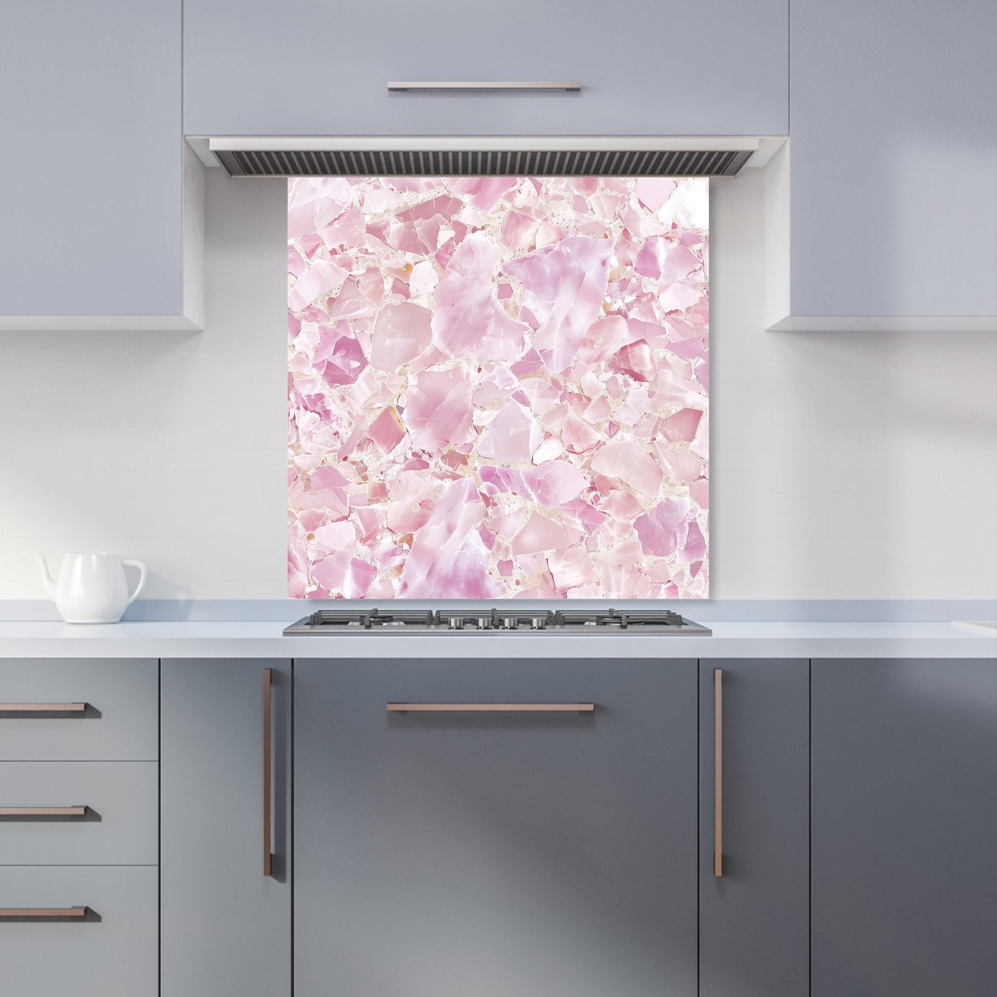Light Pink Quartz Effect Kitchen Splashback
