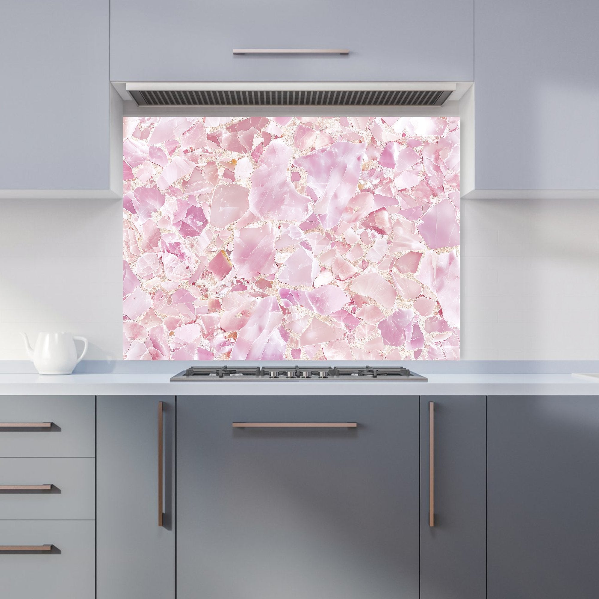 Light Pink Quartz Effect Kitchen Splashback