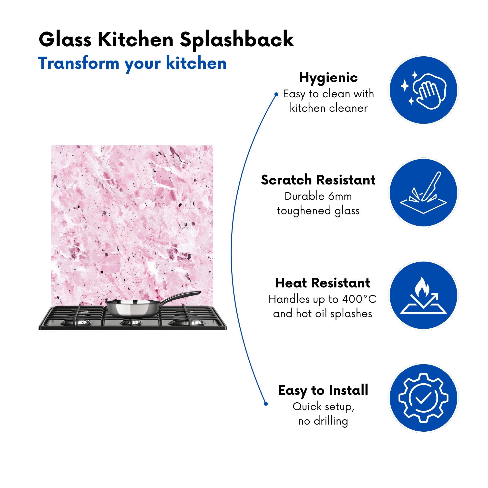 Plush Pink Quartz Effect Kitchen Splashback