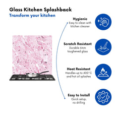 Plush Pink Quartz Effect Kitchen Splashback