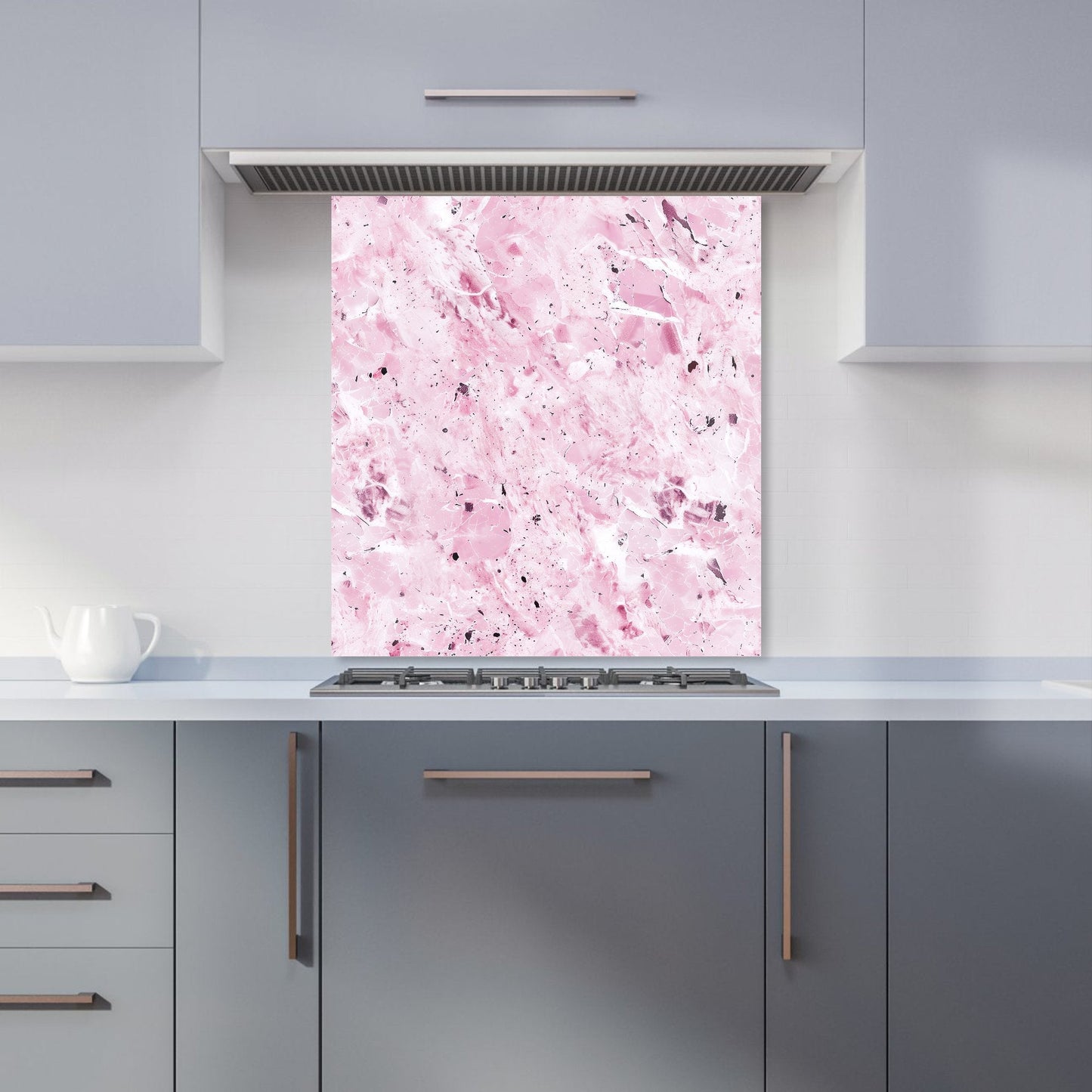 Plush Pink Quartz Effect Kitchen Splashback