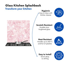 Polished Pink Quartz Effect Kitchen Splashback