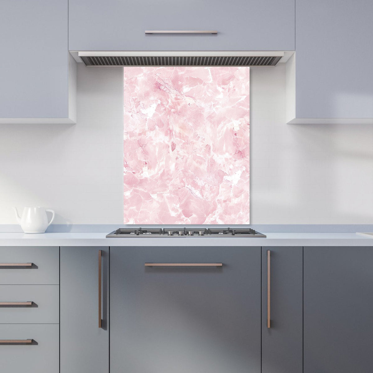 Polished Pink Quartz Effect Kitchen Splashback